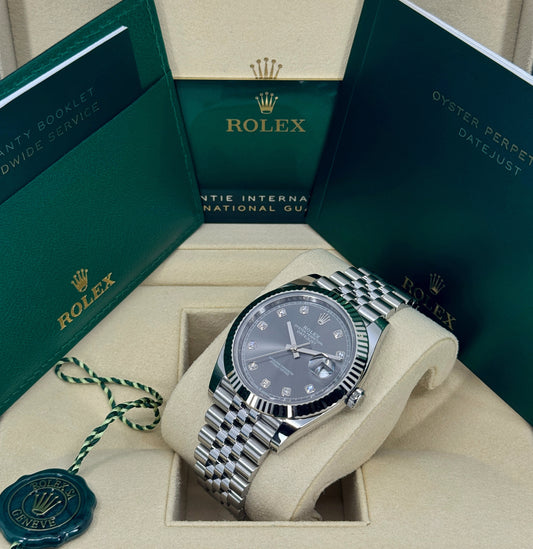 Rolex Datejust 41mm, Stainless Steel, Rhodium Diamond, Jubilee, Ref# 126334-0006, dated 2025