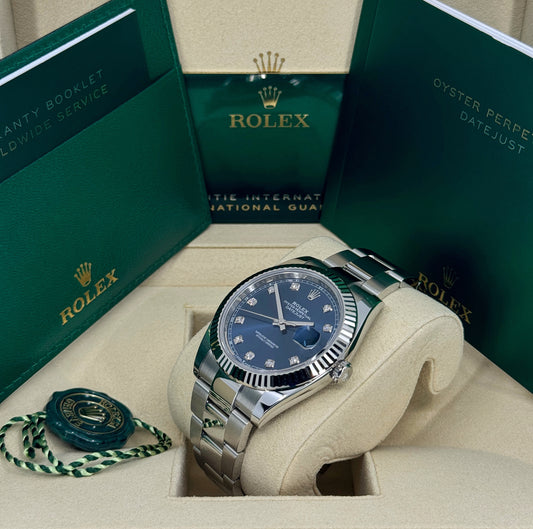 Rolex Datejust 41mm, Stainless Steel, Blue Diamond, Oyster, Ref# 126334-0015, dated 2025