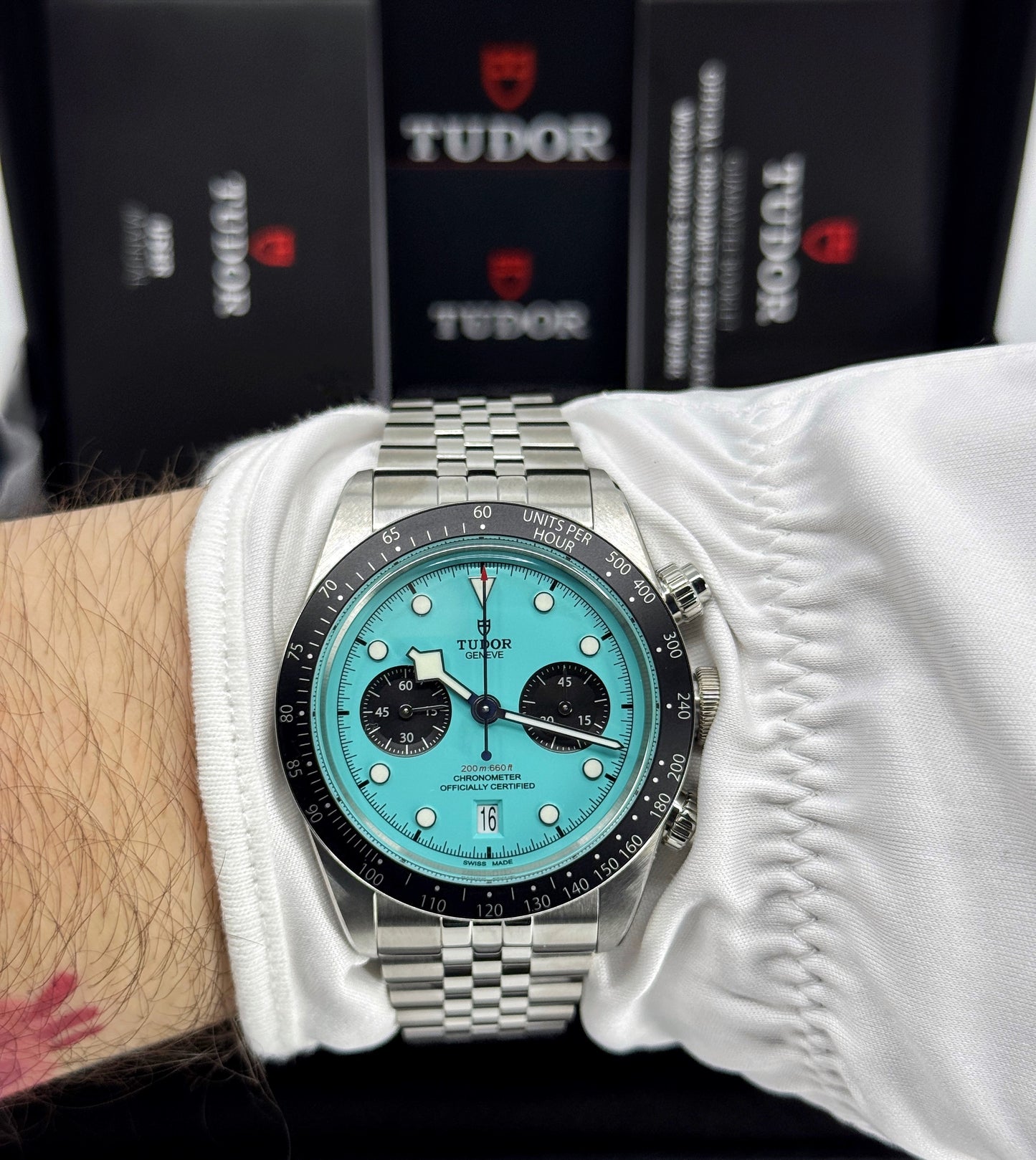 Tudor Black Bay Chrono 41mm, Special Edition, Flamingo Blue, Turquoise, Ref# 79360N-0024, dated 2026