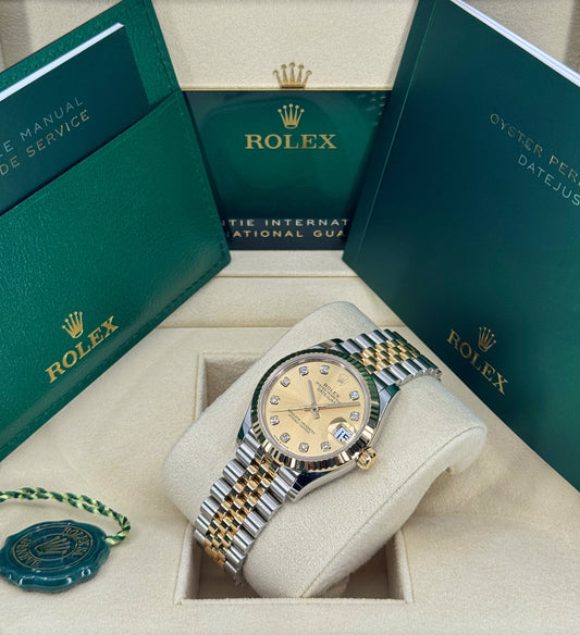 Rolex Datejust 31mm, 18k YG & Stainless Steel, Champagne Diamond, Jubilee, Ref# 278273-0026, dated 2025