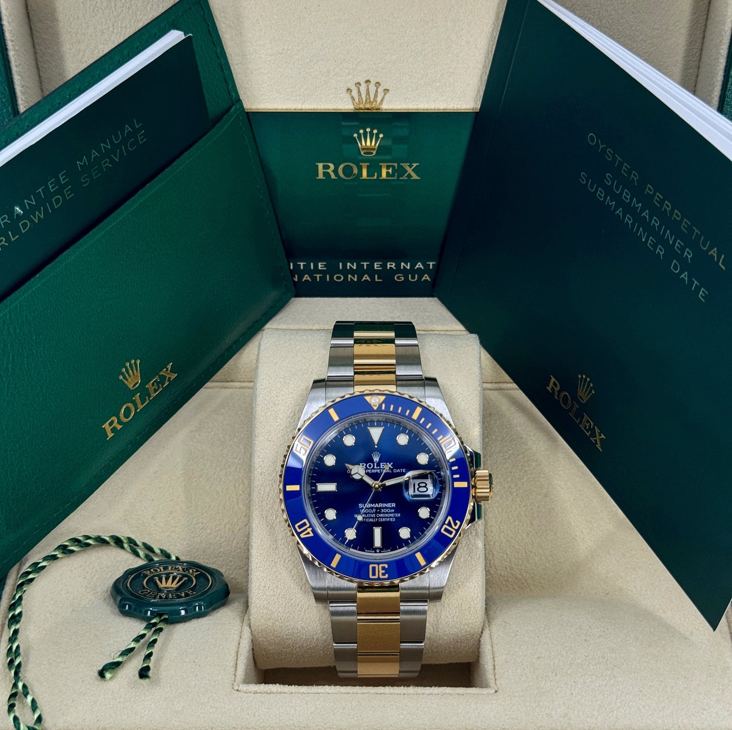 Rolex Submariner 41mm, Date, 18k YG & Stainless Steel, Blue, Ref# 126613LB, dated 2025