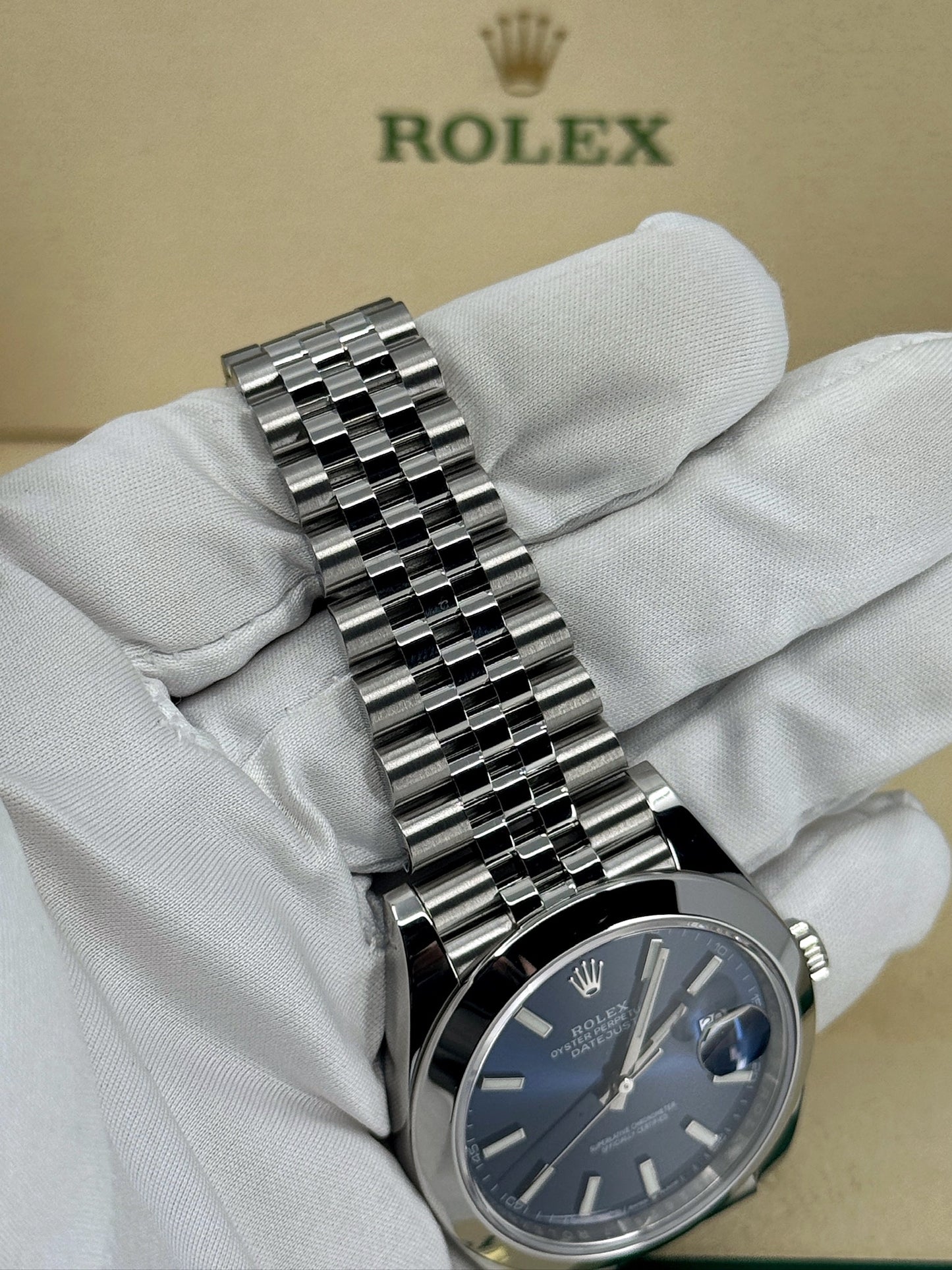 Pre-owned Rolex Datejust 41mm, Stainless Steel, Blue, Jubilee, Ref# 126300-0002, dated 2024
