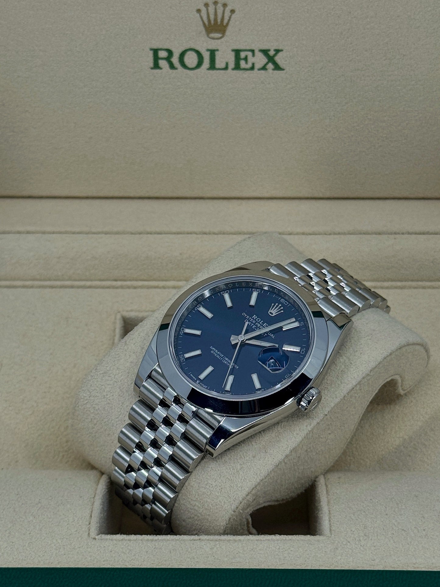 Pre-owned Rolex Datejust 41mm, Stainless Steel, Blue, Jubilee, Ref# 126300-0002, dated 2024