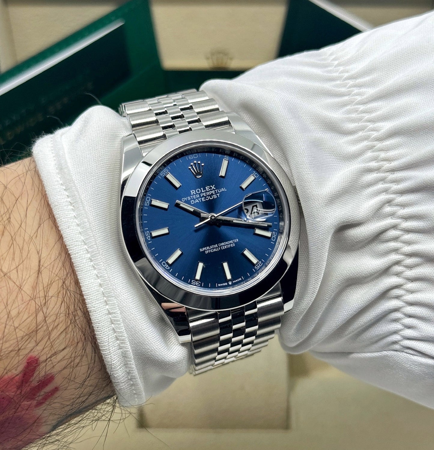 Rolex Datejust 41mm, Stainless Steel, Blue, Jubilee, Ref# 126300-0002, dated 2025