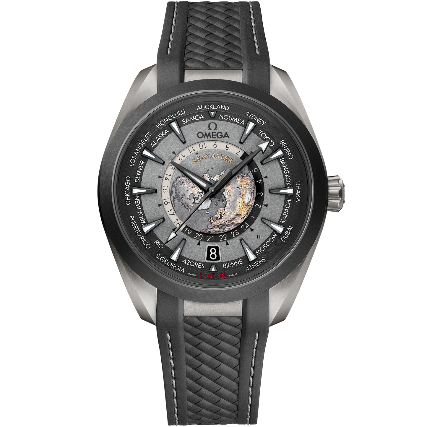 Omega Seamaster Aqua Terra Worldtimer GMT 43mm, Titanium, Grey, Ref# 220.92.43.22.99.001, dated 2025