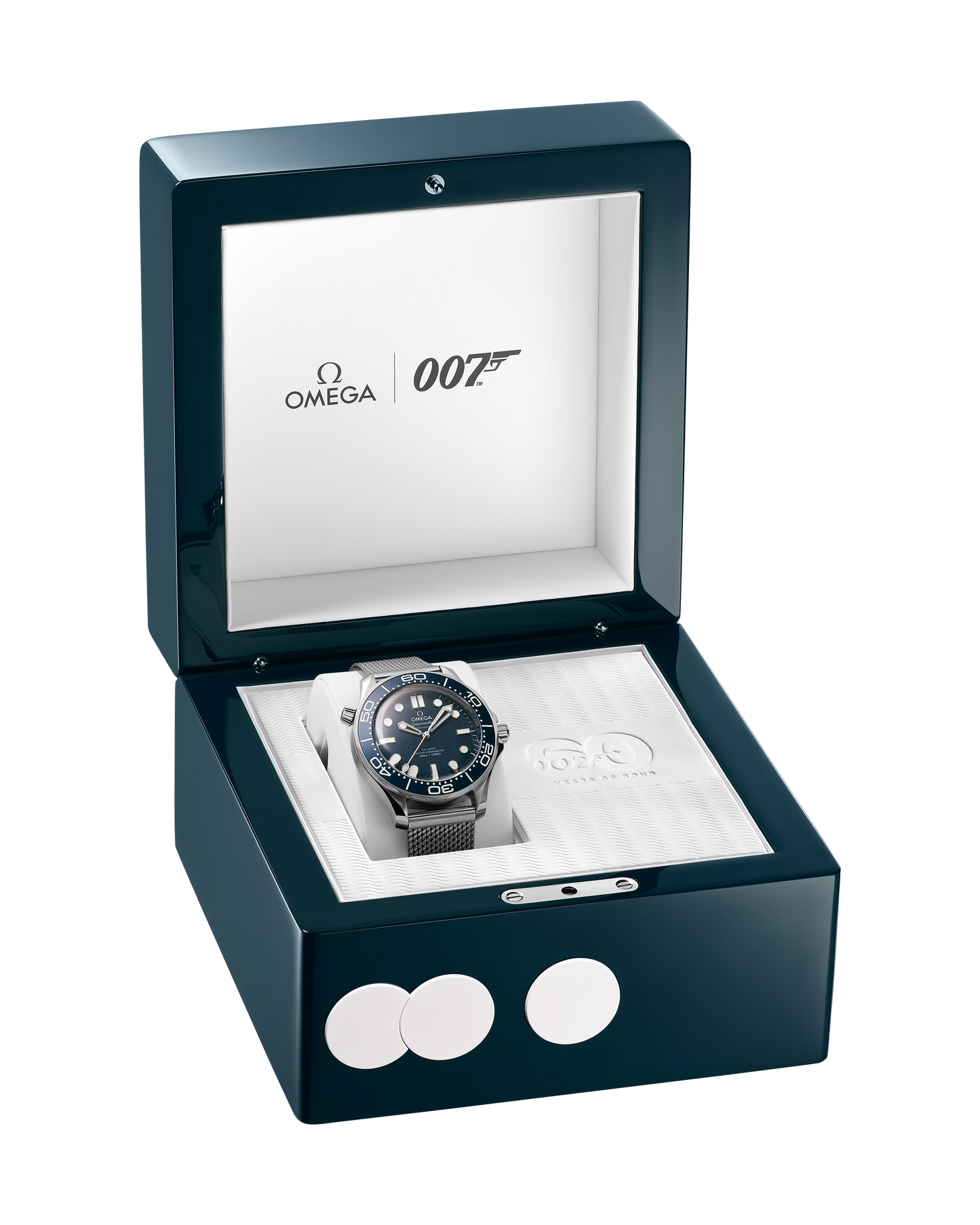 Omega Seamaster Diver 300M, James Bond 007 60th Anniversary Edition, 42mm, Stainless Steel, Blue, Ref# 210.30.42.20.03.002, dated 2025