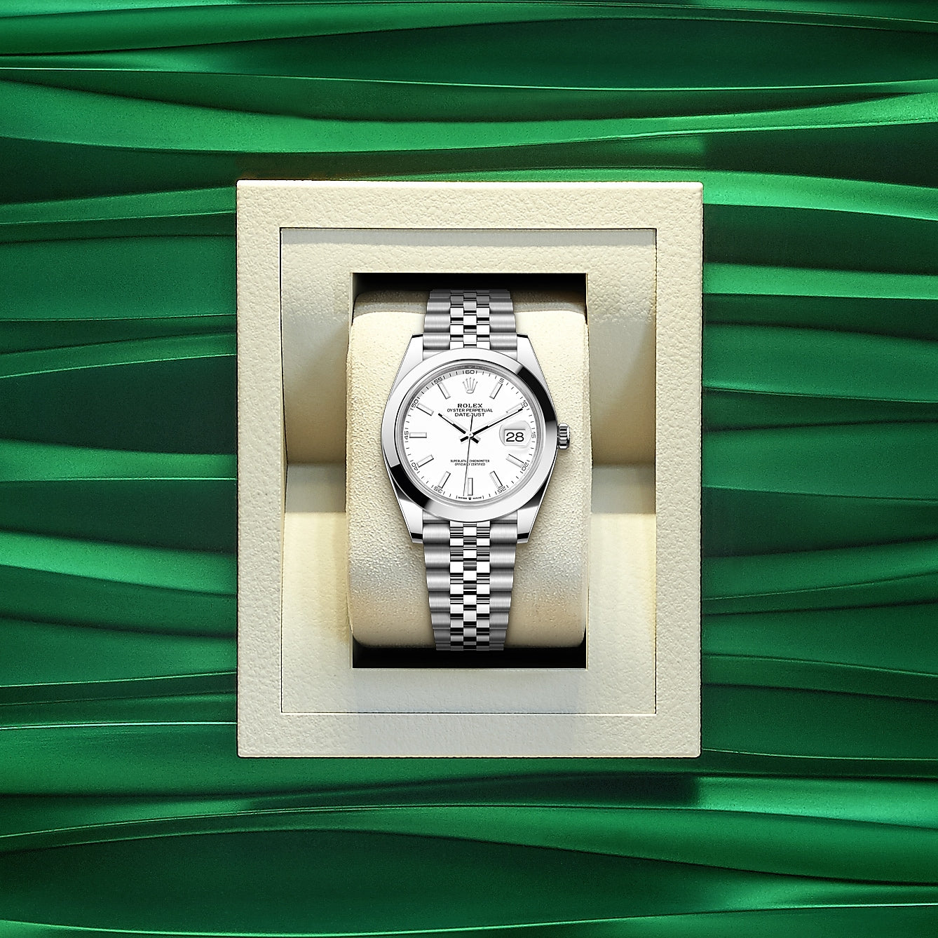 Rolex Datejust 41mm, Stainless Steel, White, Jubilee, Ref# 126300-0006, dated 2025