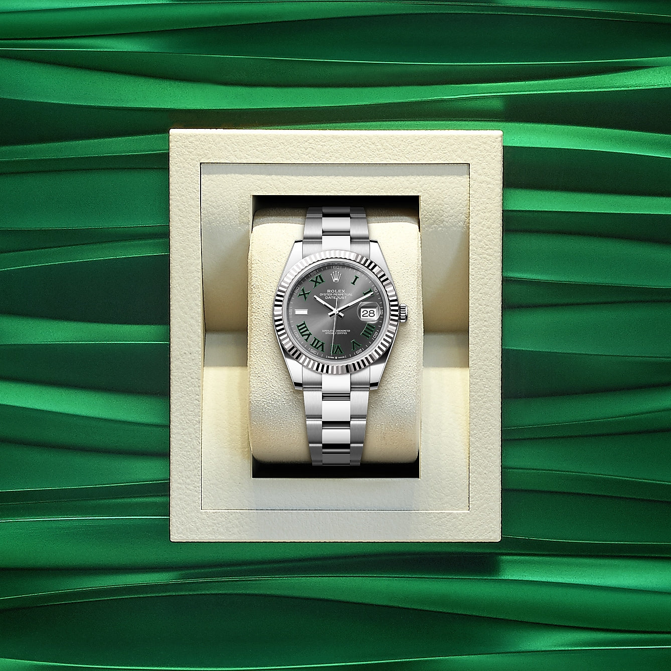 Rolex Datejust 41mm, Stainless Steel, Wimbledon, Slate, Oyster, Ref# 126334-0021, dated 2025