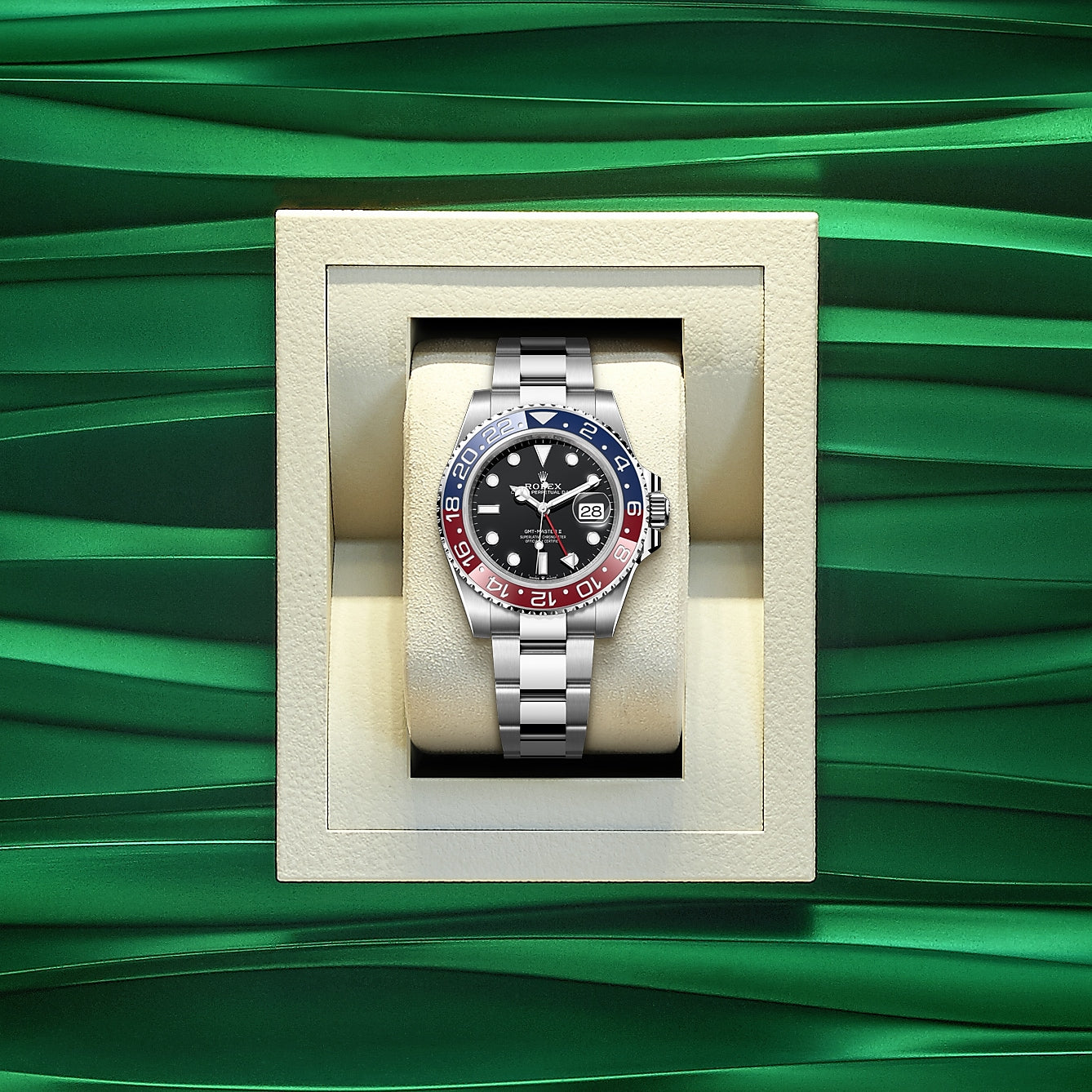 Rolex GMT-Master II 40mm, Stainless Steel, Pepsi, Oyster, Ref# 126710BLRO-0002, dated 2025
