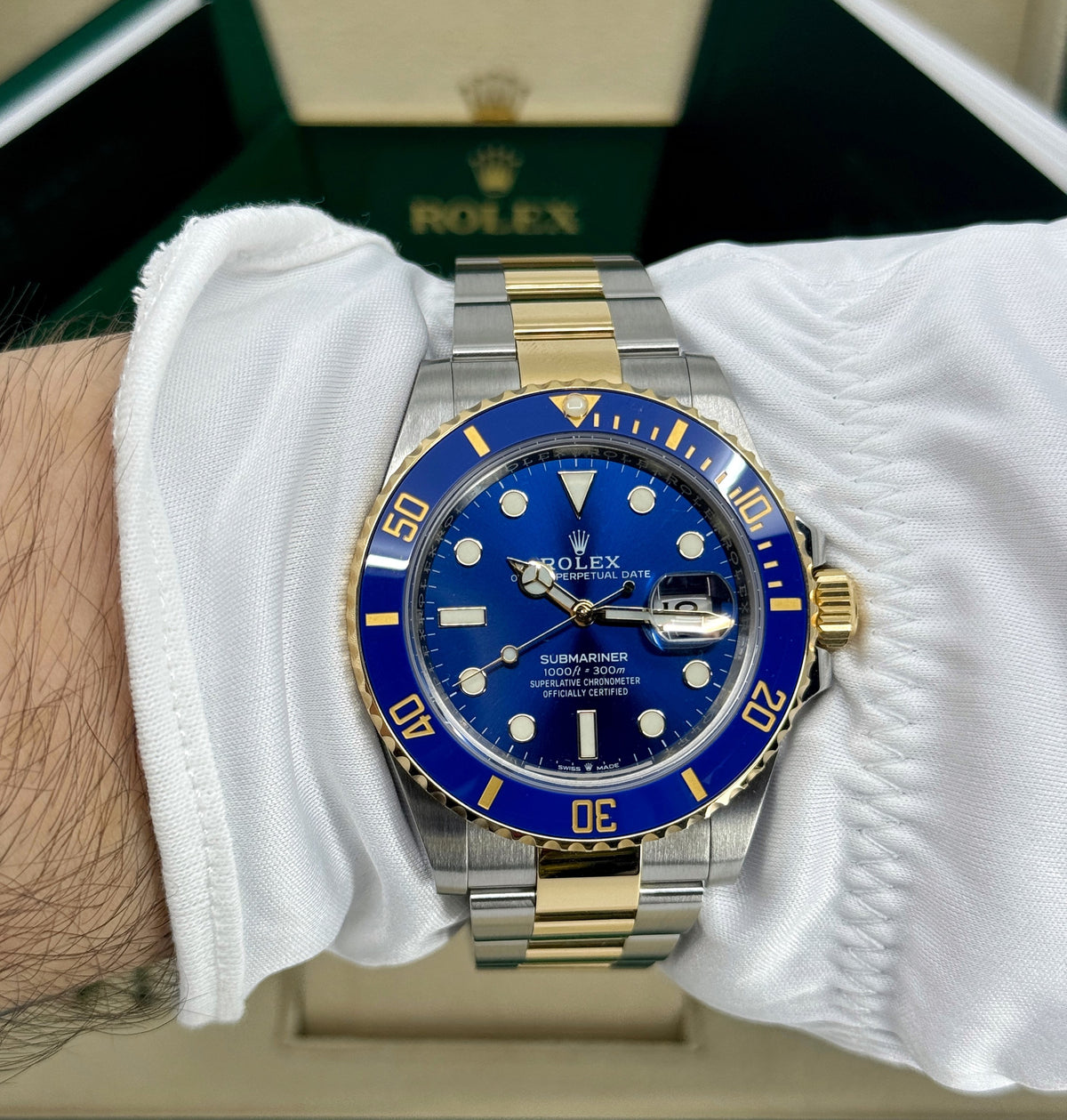 Rolex Submariner 41mm, Date, 18k YG & Stainless Steel, Blue, Ref# 126613LB, dated 2026