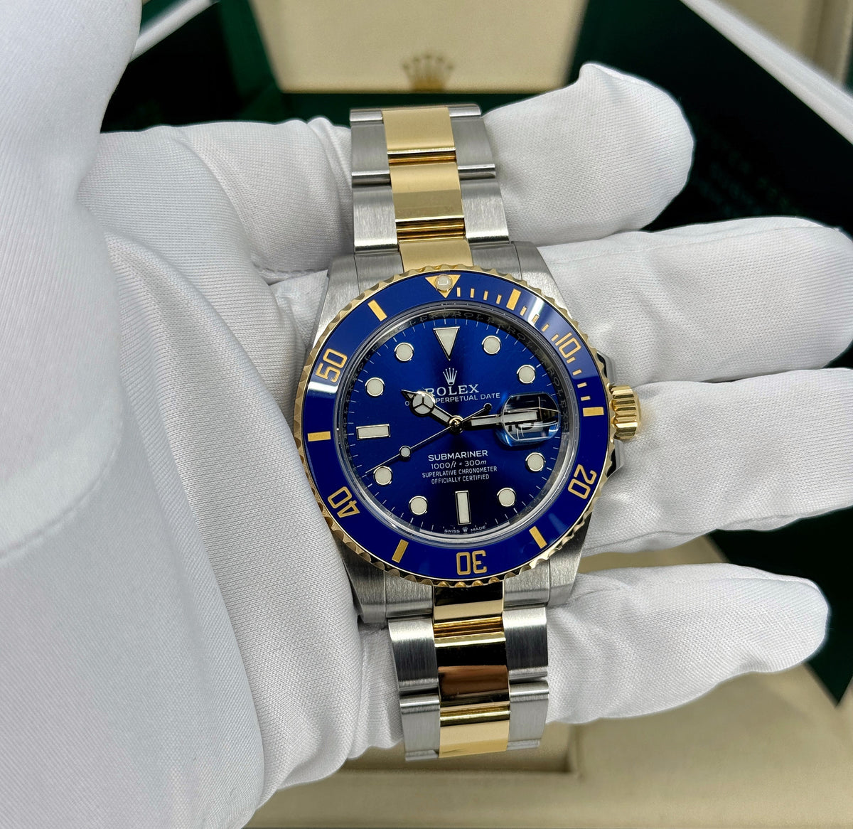 Rolex Submariner 41mm, Date, 18k YG & Stainless Steel, Blue, Ref# 126613LB, dated 2026