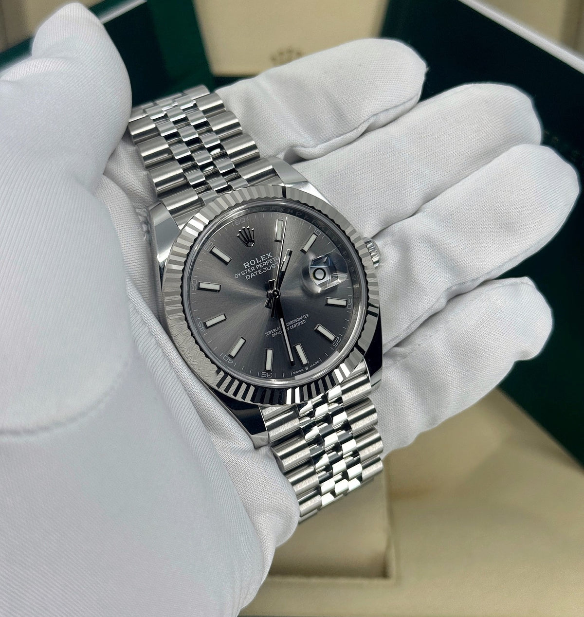 Rolex Datejust 41mm, Stainless Steel, Rhodium, Jubilee, Ref# 126334-0014, dated 2026