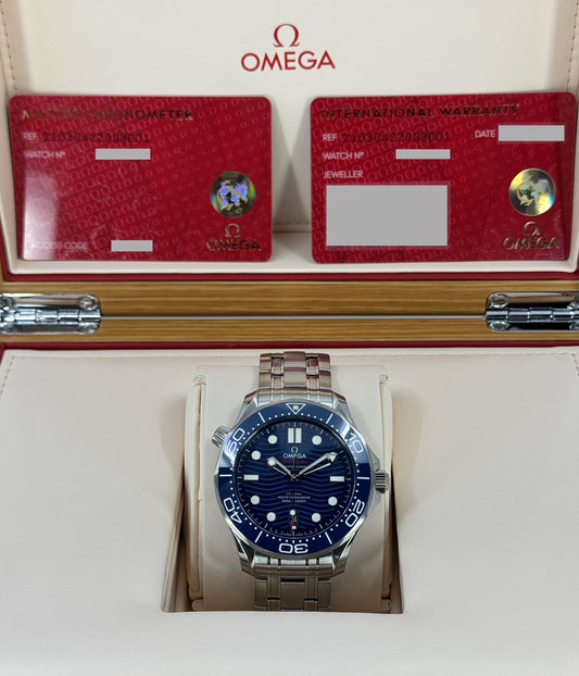 Omega Seamaster Professional Diver 300M, 42mm, Stainless Steel, Blue, Ref# 210.30.42.20.03.001, dated 2026