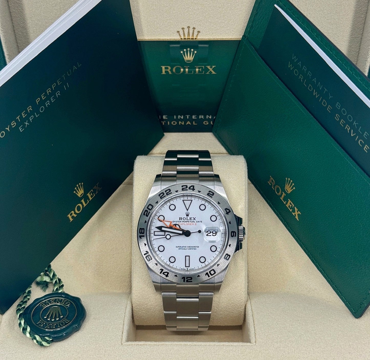 Pre-owned Rolex Explorer II, 42mm, Stainless Steel, Polar, White, Ref# 226570-0001, dated 2023