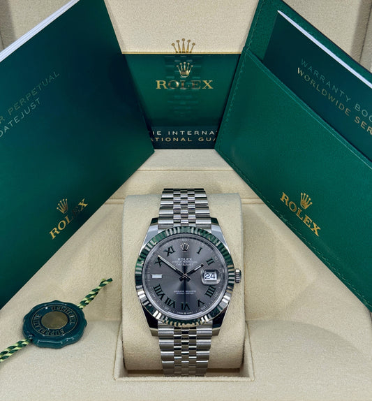 Pre-owned Rolex Datejust 41mm, Stainless Steel, Wimbledon, Slate, Jubilee, Ref# 126334-0022, dated 2023