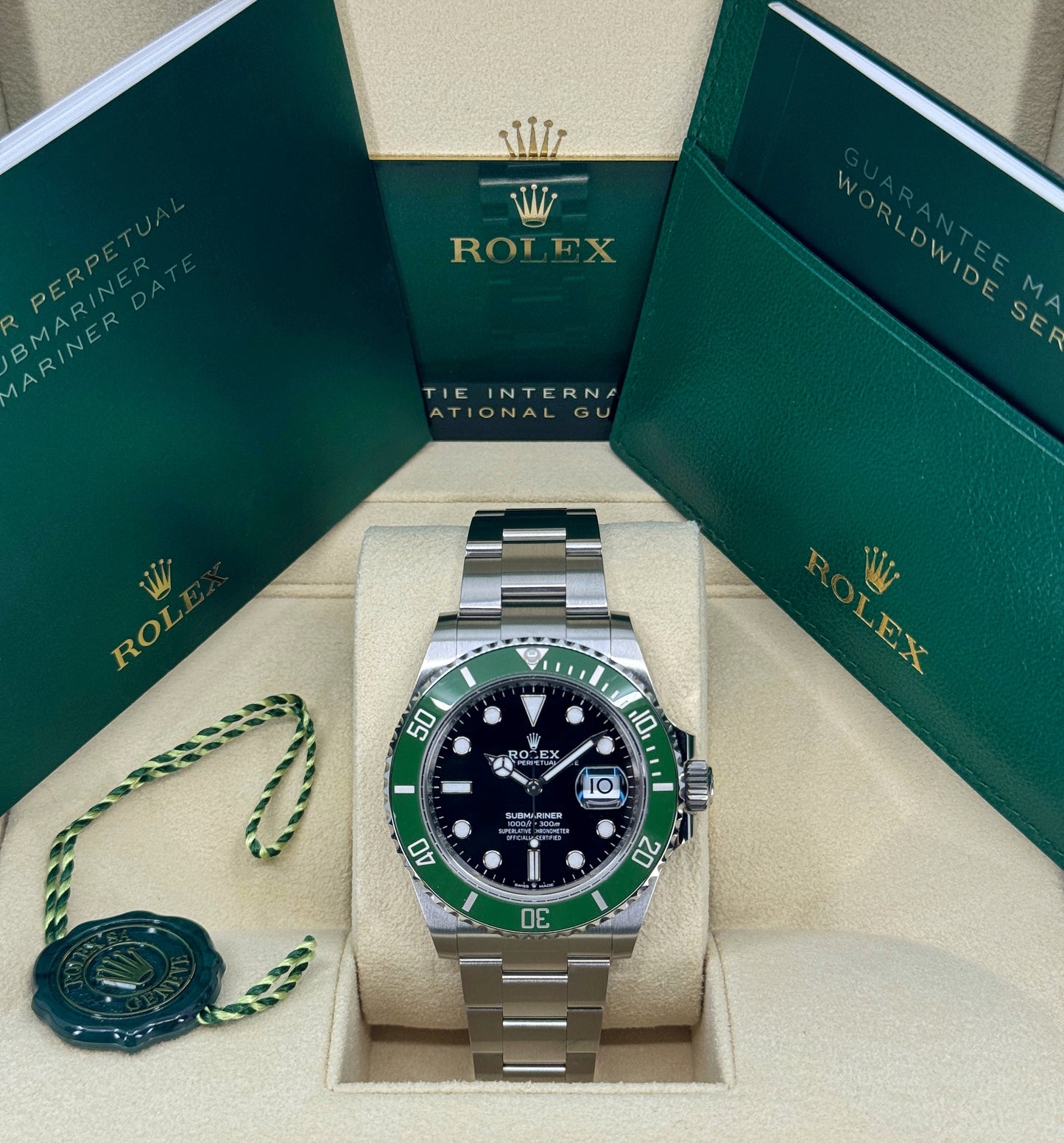 Pre-owned Rolex Submariner 41mm, Date, Stainless Steel, Kermit, MK2 Bezel, Ref# 126610LV, dated 2023