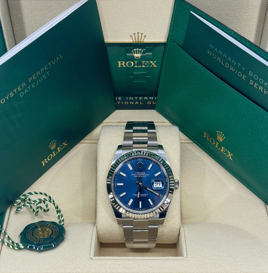 Pre-owned Rolex Datejust 41mm, Stainless Steel, Blue, Oyster, Ref# 126334-0001, dated 2023