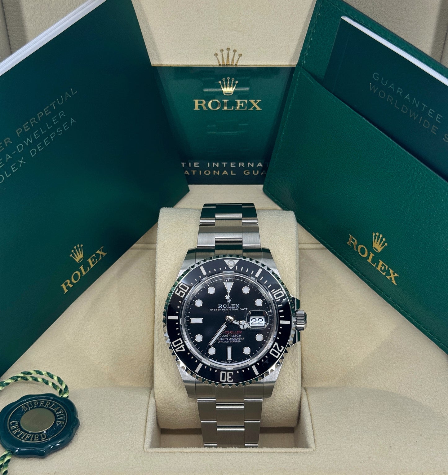 Pre-owned Rolex Sea-Dweller 43mm, Stainless Steel, Red Letters, Black, Ref# 126600, dated 2024