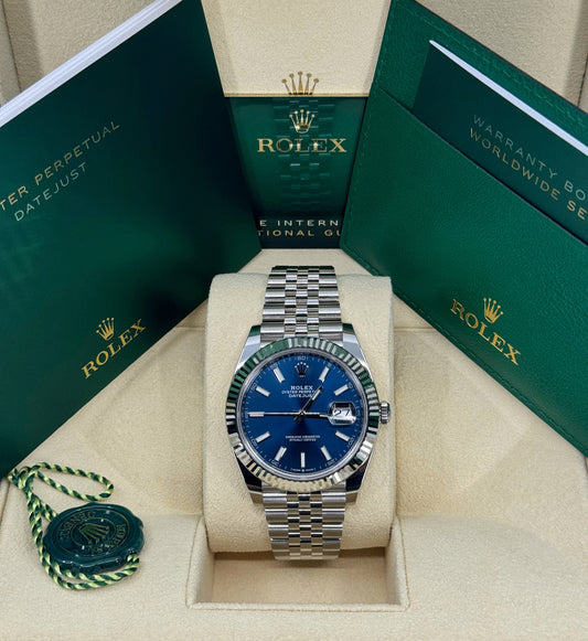 Pre-owned Rolex Datejust 41mm, Stainless Steel, Blue, Jubilee, Ref# 126334-0002, dated 2023