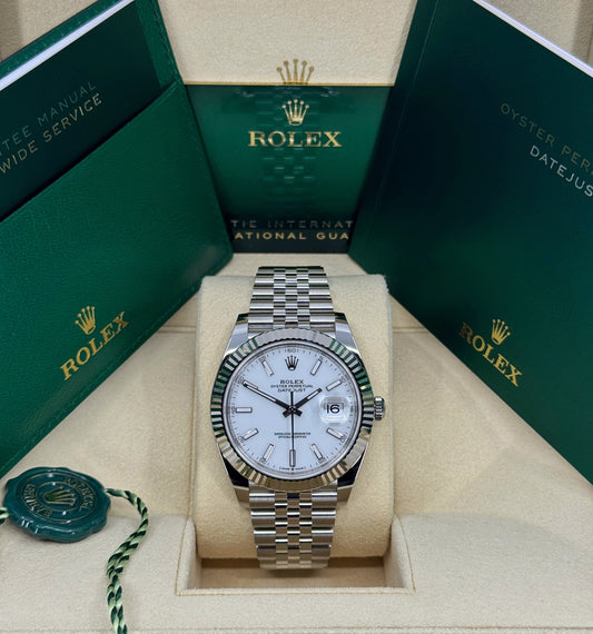 Rolex Datejust 41mm, Stainless Steel, White, Jubilee, Ref# 126334-0010, dated 2026