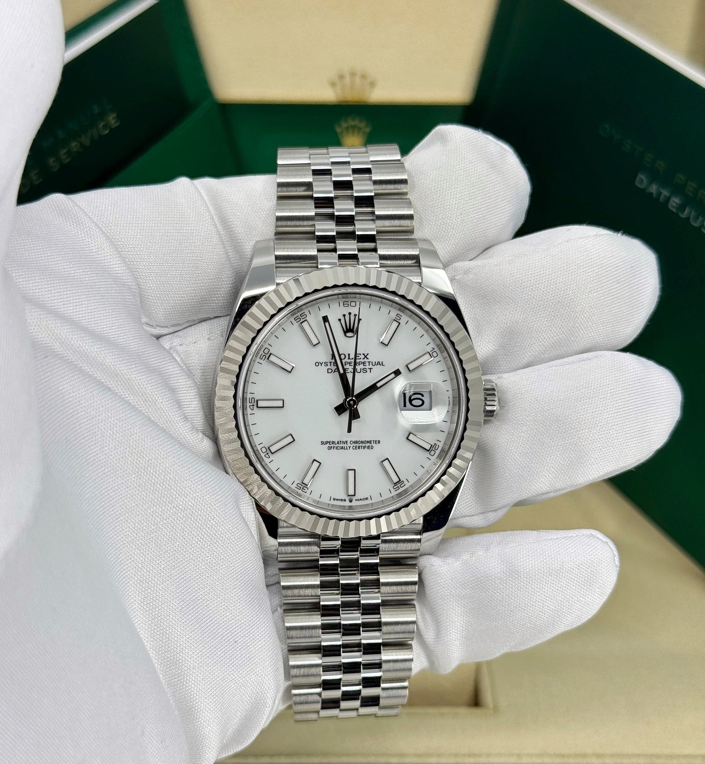 Rolex Datejust 41mm, Stainless Steel, White, Jubilee, Ref# 126334-0010, dated 2026