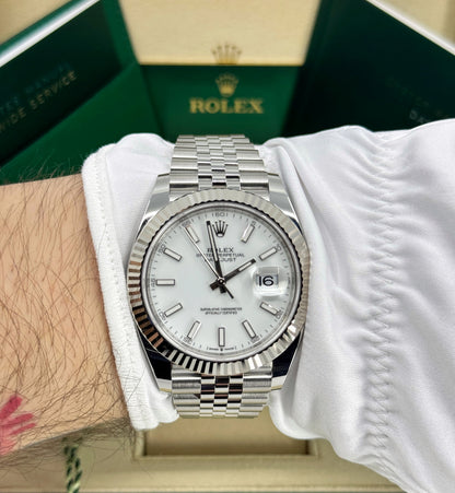Rolex Datejust 41mm, Stainless Steel, White, Jubilee, Ref# 126334-0010, dated 2026