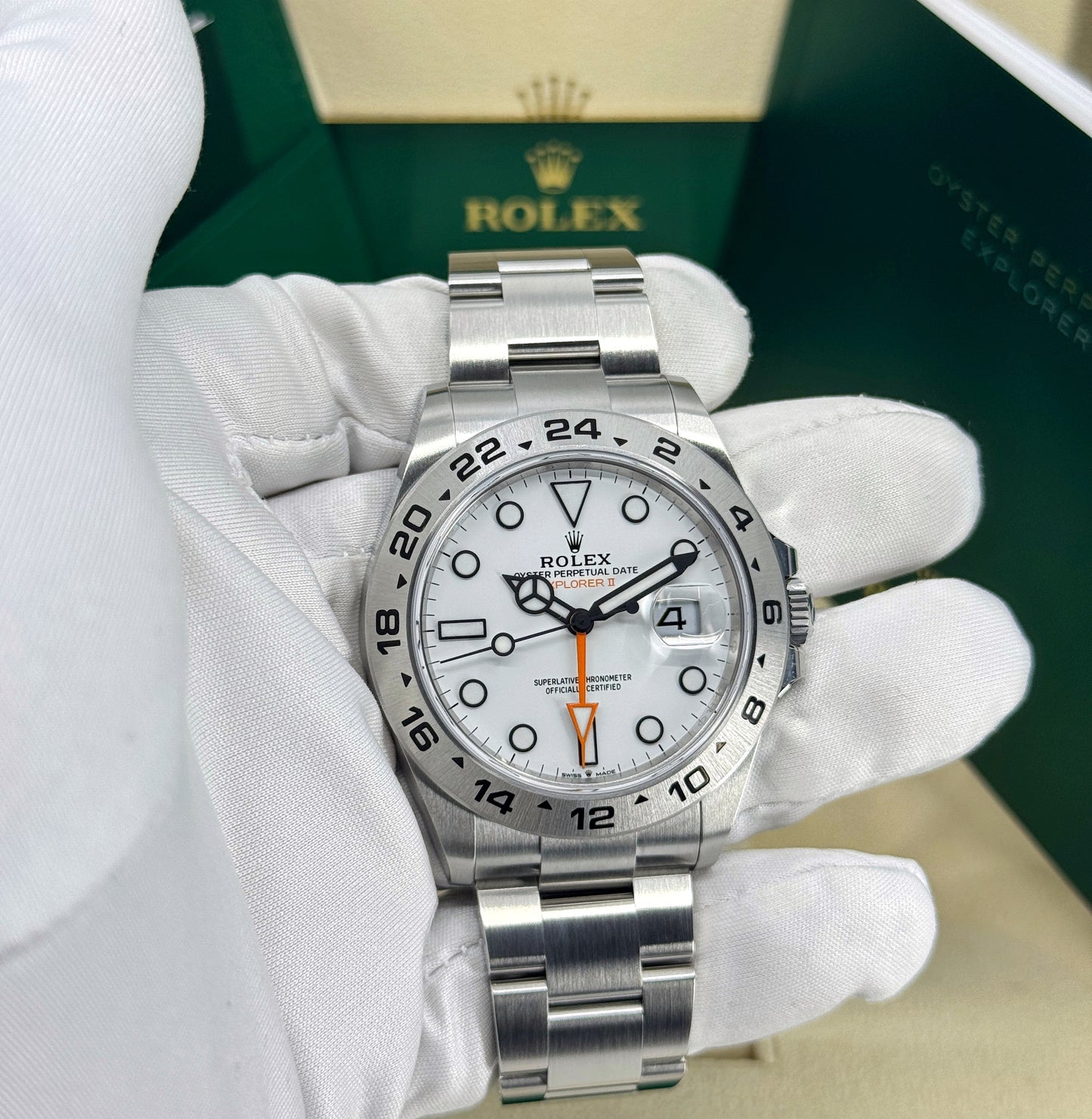 Rolex Explorer II, 42mm, Stainless Steel, Polar, White, Ref# 226570-0001, dated 2025