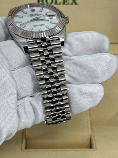 Pre-owned Rolex Datejust 41mm, Stainless Steel, White, Jubilee, Ref# 126334-0010, dated 2024