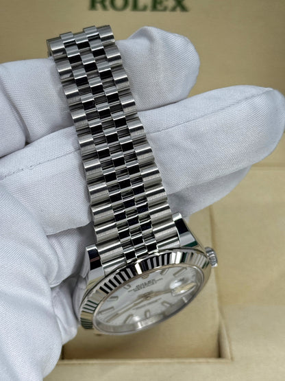 Pre-owned Rolex Datejust 41mm, Stainless Steel, White, Jubilee, Ref# 126334-0010, dated 2024