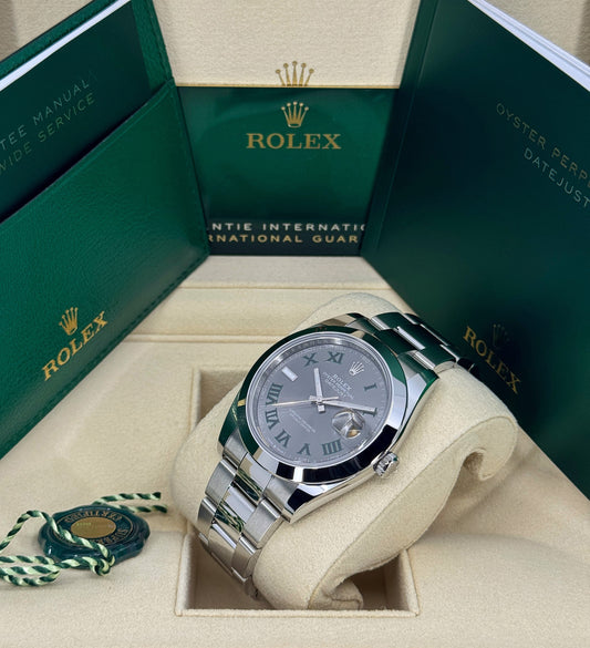 Rolex Datejust 41mm, Stainless Steel, Wimbledon, Slate, Oyster, Ref# 126300-0013, dated 2026