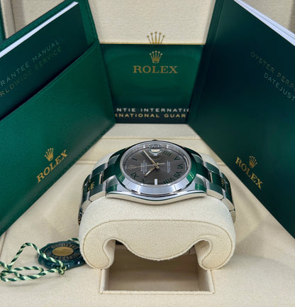 Rolex Datejust 41mm, Stainless Steel, Wimbledon, Slate, Oyster, Ref# 126300-0013, dated 2025