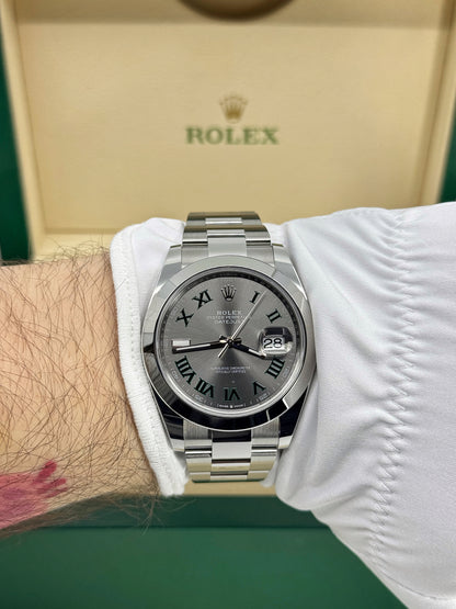 Pre-owned Rolex Datejust 41mm, Stainless Steel, Wimbledon, Slate, Oyster, Ref# 126300-0013, dated 2024