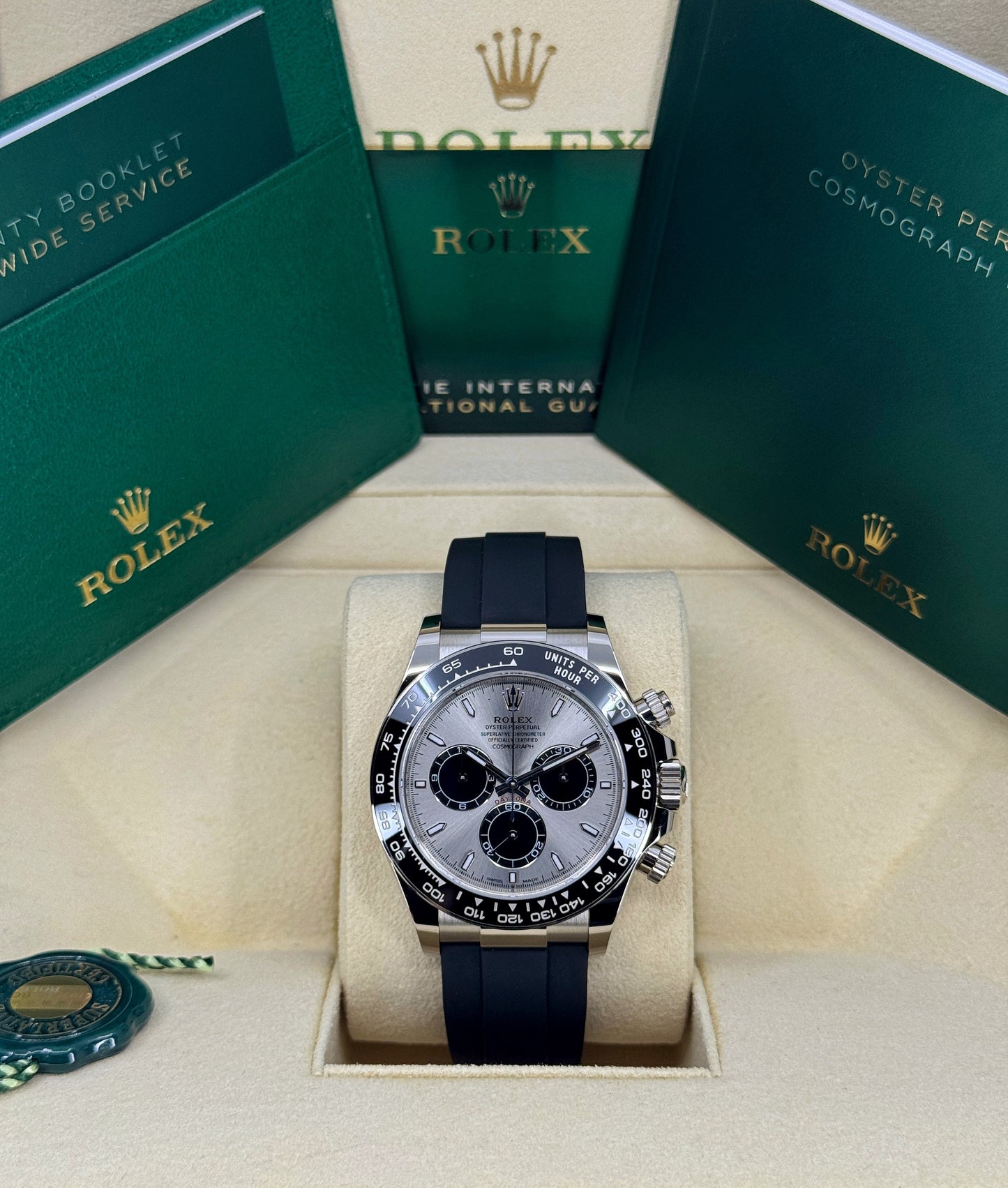 Rolex Daytona 40mm, 18k WG & Oysterflex, Ghost, Steel & Black, Ref# 126519LN-0006, dated 2025