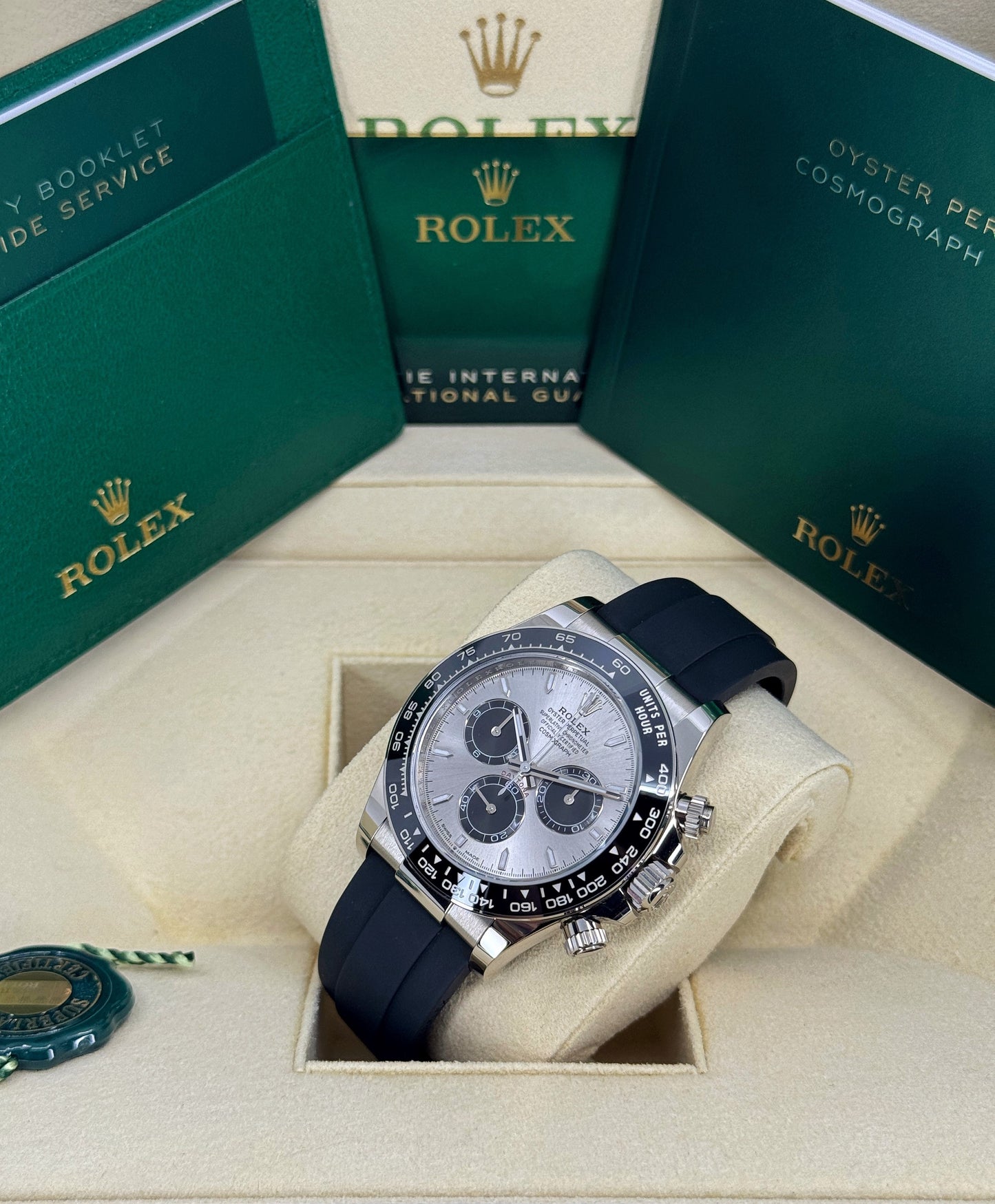 Rolex Daytona 40mm, 18k WG & Oysterflex, Ghost, Steel & Black, Ref# 126519LN-0006, dated 2026