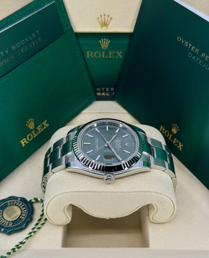 Rolex Datejust 41mm, Stainless Steel, Green, Oyster, Ref# 126334-0027, dated 2026