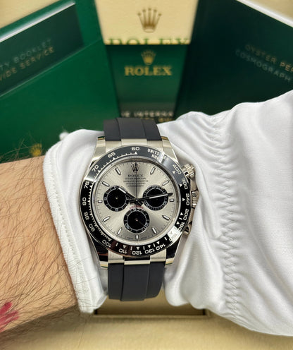 Rolex Daytona 40mm, 18k WG & Oysterflex, Ghost, Steel & Black, Ref# 126519LN-0006, dated 2025