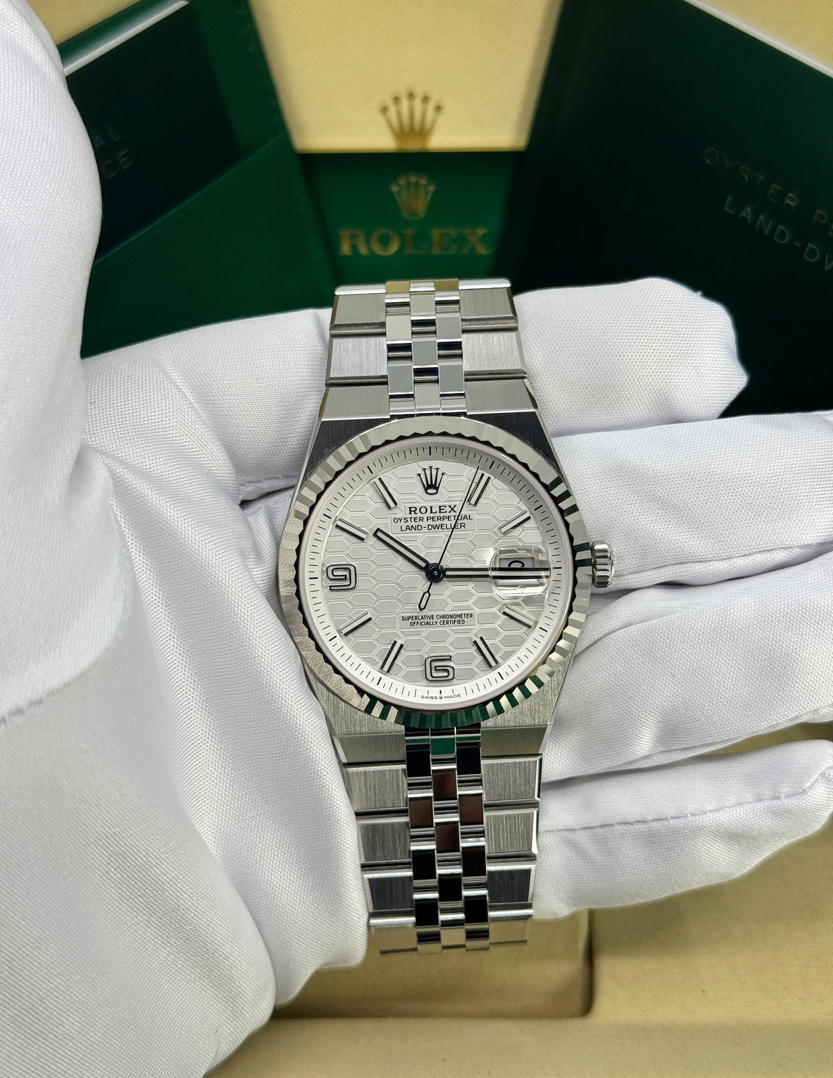 Rolex Land-Dweller 40mm, Stainless Steel, White, Ref# 127334-0001, dated 2026