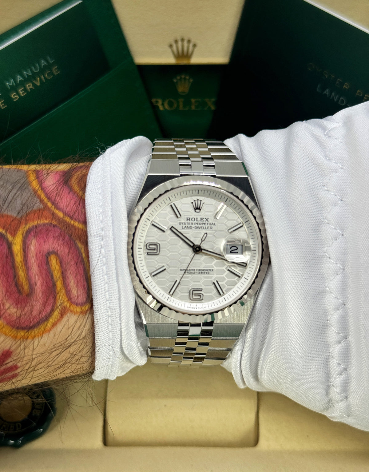Rolex Land-Dweller 40mm, Stainless Steel, White, Ref# 127334-0001, dated 2026