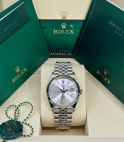Rolex Datejust 36mm, Stainless Steel, Silver, Jubilee, Ref# 126234-0013, dated 2025
