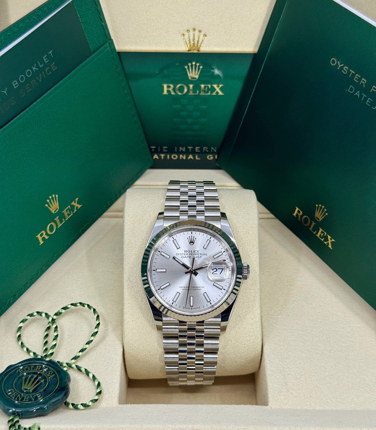 Rolex Datejust 36mm, Stainless Steel, Silver, Jubilee, Ref# 126234-0013, dated 2025