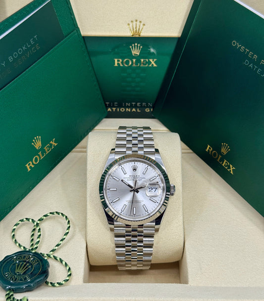 Rolex Datejust 36mm, Stainless Steel, Silver, Jubilee, Ref# 126234-0013, dated 2025
