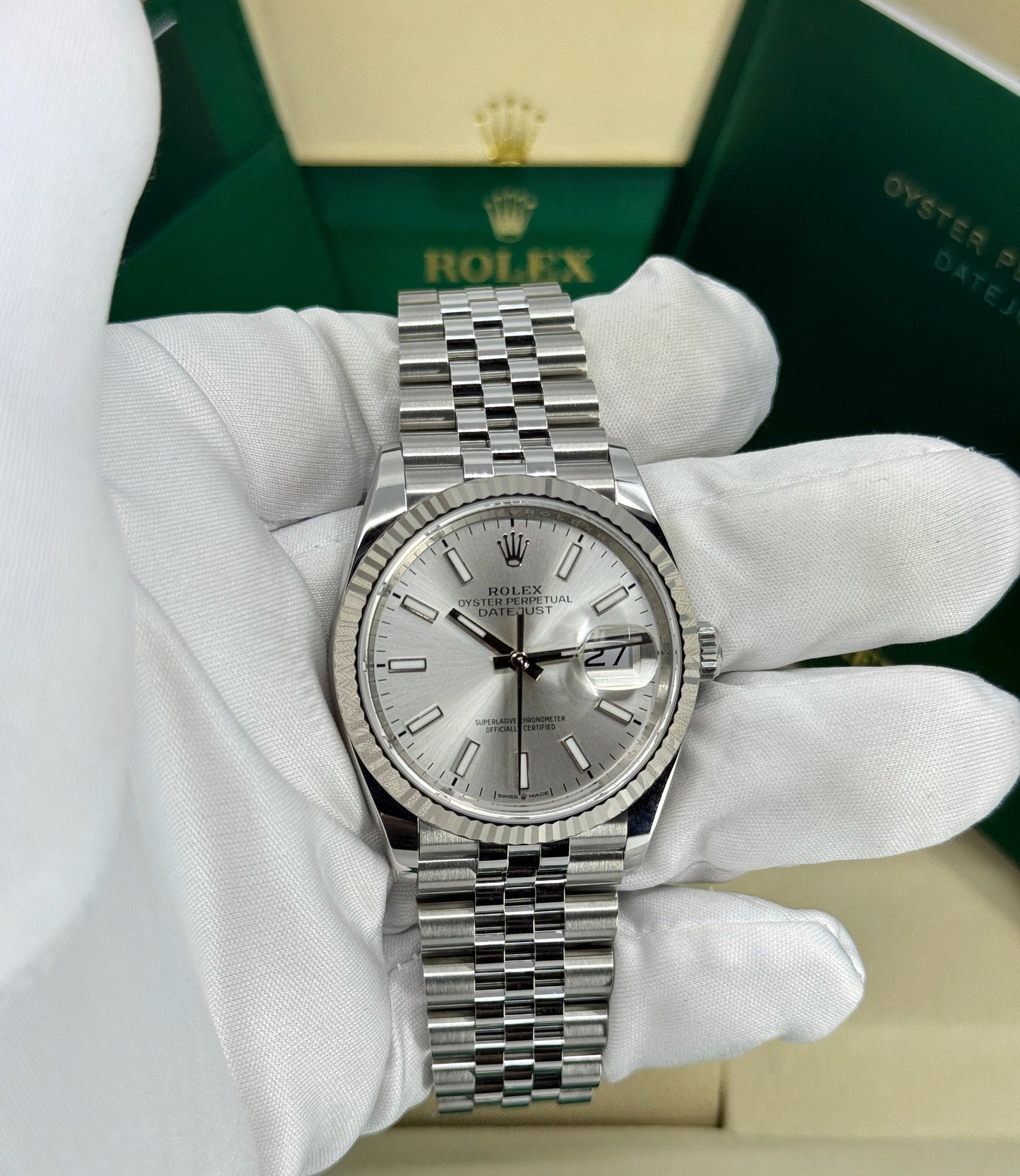 Rolex Datejust 36mm, Stainless Steel, Silver, Jubilee, Ref# 126234-0013, dated 2025