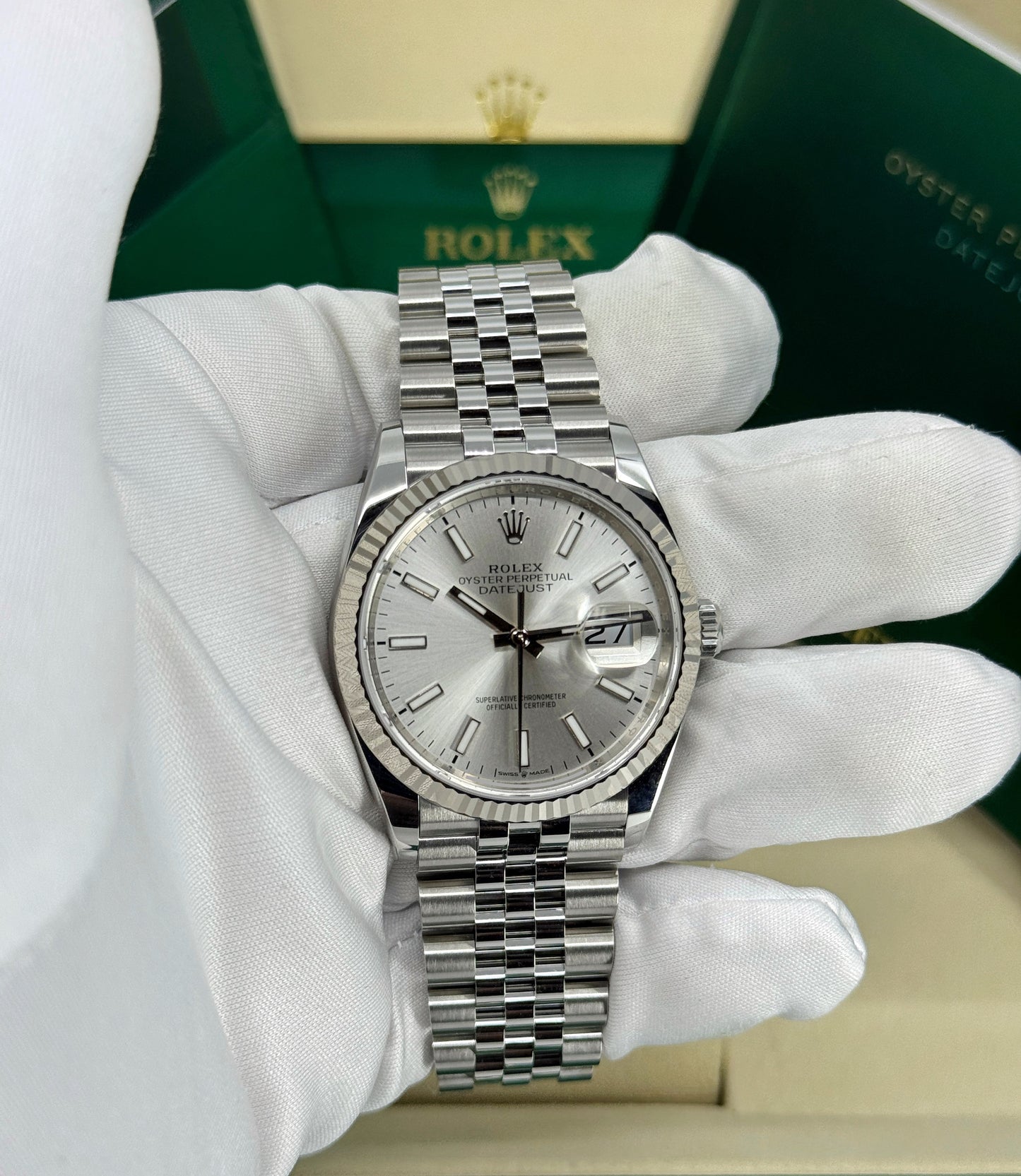 Rolex Datejust 36mm, Stainless Steel, Silver, Jubilee, Ref# 126234-0013, dated 2025