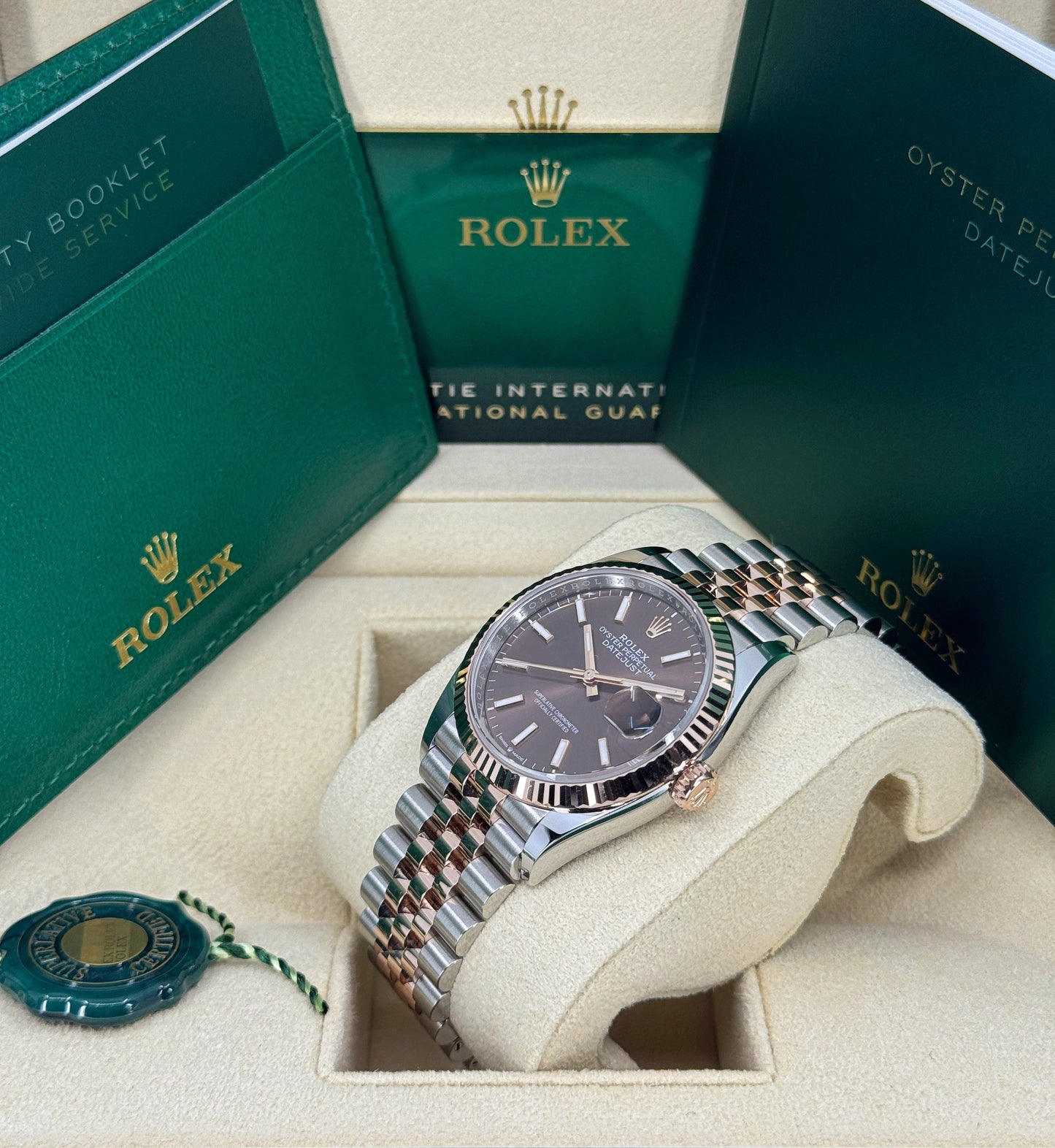 Rolex Datejust 36mm, 18k RG & Stainless Steel, Chocolate, Jubilee, Ref# 126231-0043, dated 2025