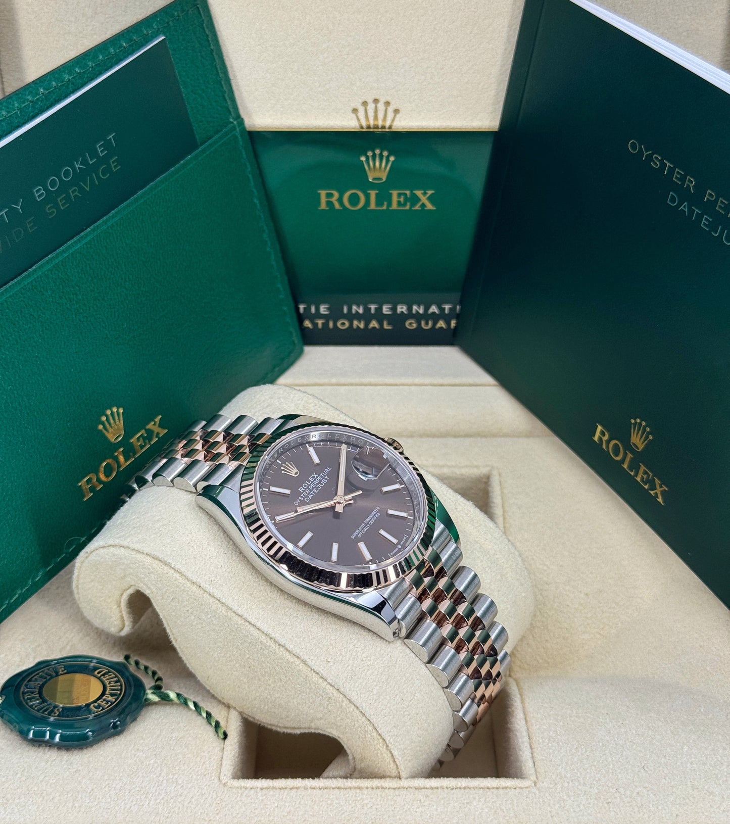 Rolex Datejust 36mm, 18k RG & Stainless Steel, Chocolate, Jubilee, Ref# 126231-0043, dated 2025
