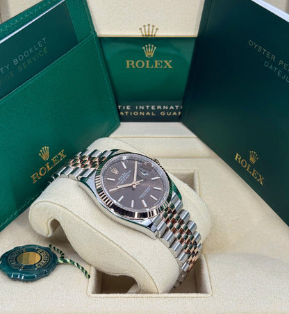 Rolex Datejust 36mm, 18k RG & Stainless Steel, Chocolate, Jubilee, Ref# 126231-0043, dated 2025
