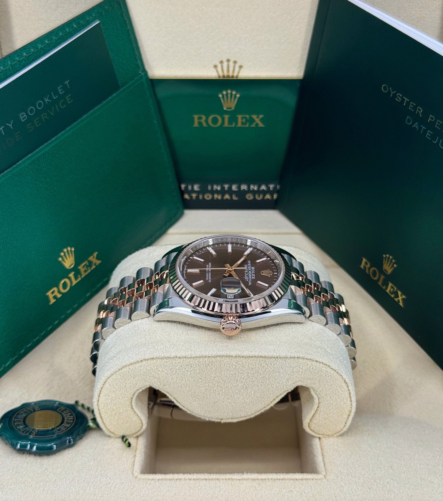 Rolex Datejust 36mm, 18k RG & Stainless Steel, Chocolate, Jubilee, Ref# 126231-0043, dated 2025