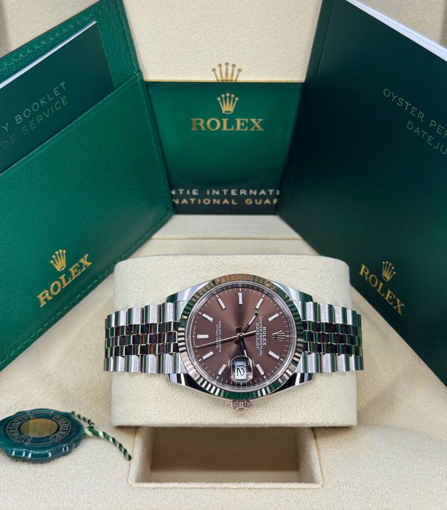Rolex Datejust 36mm, 18k RG & Stainless Steel, Chocolate, Jubilee, Ref# 126231-0043, dated 2025
