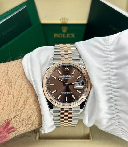 Rolex Datejust 36mm, 18k RG & Stainless Steel, Chocolate, Jubilee, Ref# 126231-0043, dated 2025