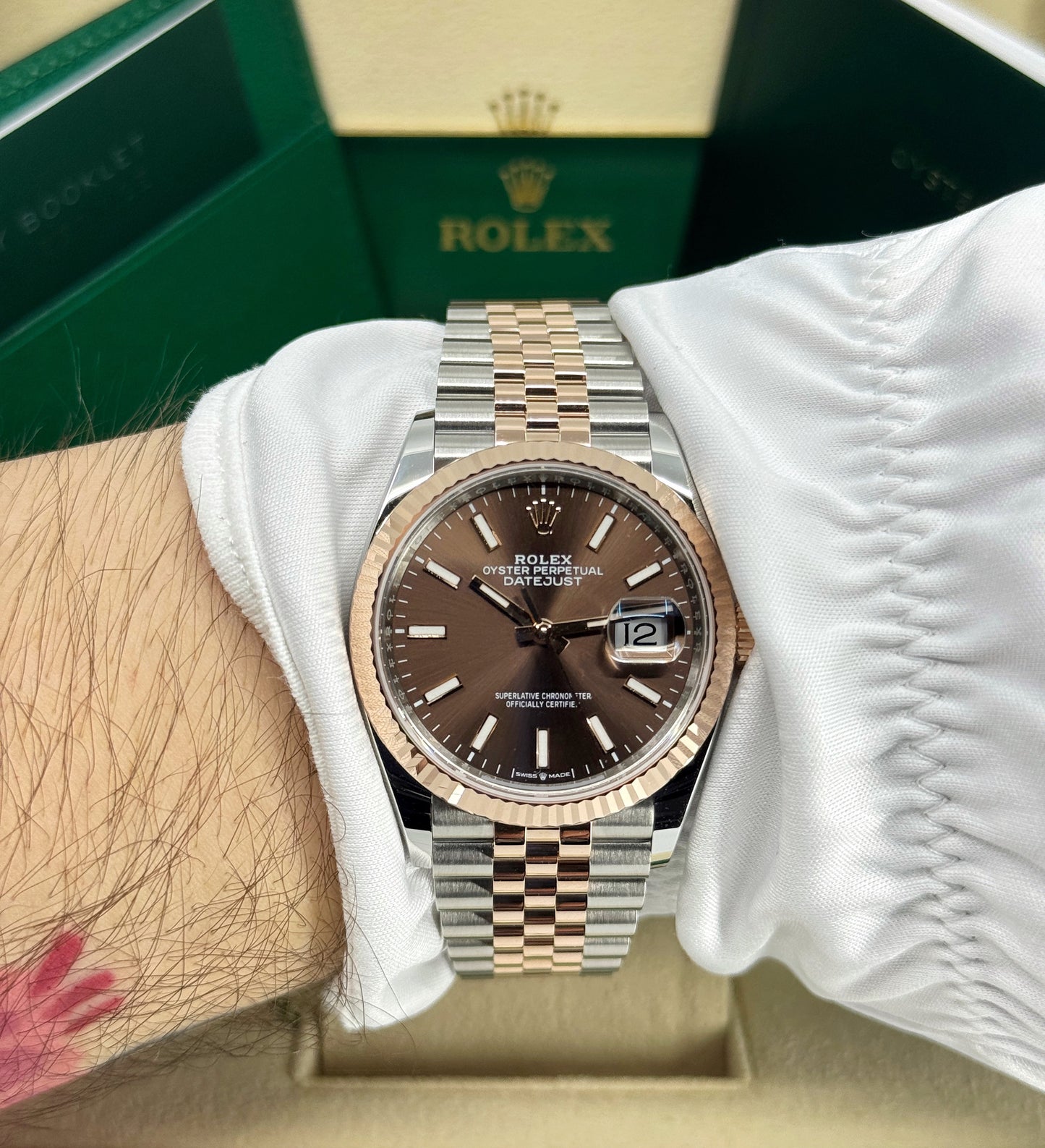 Rolex Datejust 36mm, 18k RG & Stainless Steel, Chocolate, Jubilee, Ref# 126231-0043, dated 2025